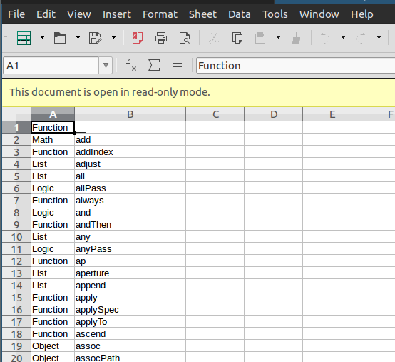 CSV file/spreadsheet